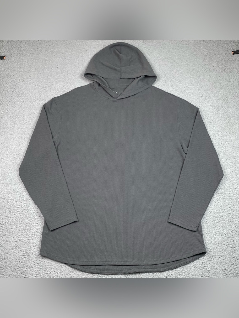 BYLT Thermal Hoodie Men's Size XXL Gray Waffle Knit Drop Cut Stretch Sweatshirt